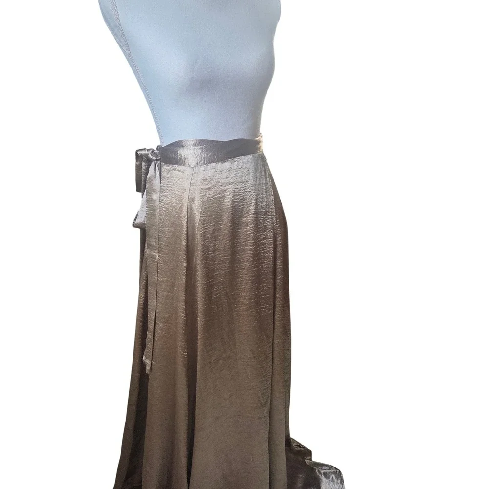 Banjul Liquid Gold Metallic Maxi Wrap Skirt M Renaissance Faire Regencycore - Picture 13 of 14